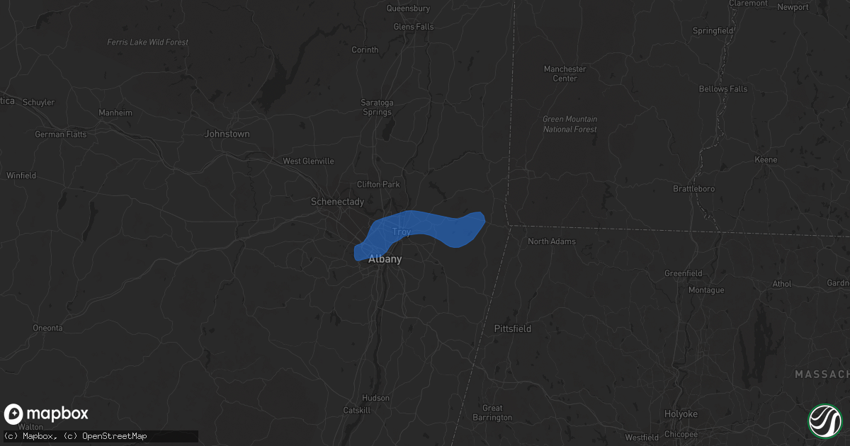 Hail map in Troy, NY on September 8, 2021
