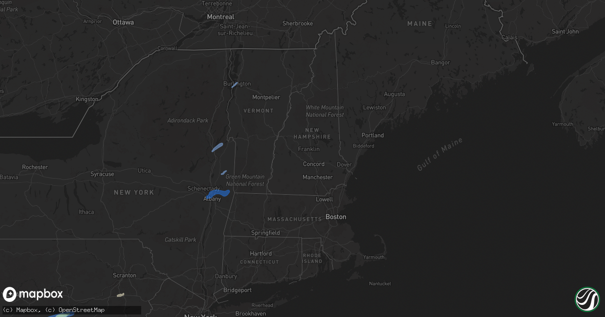 Hail map in Vermont on September 8, 2021