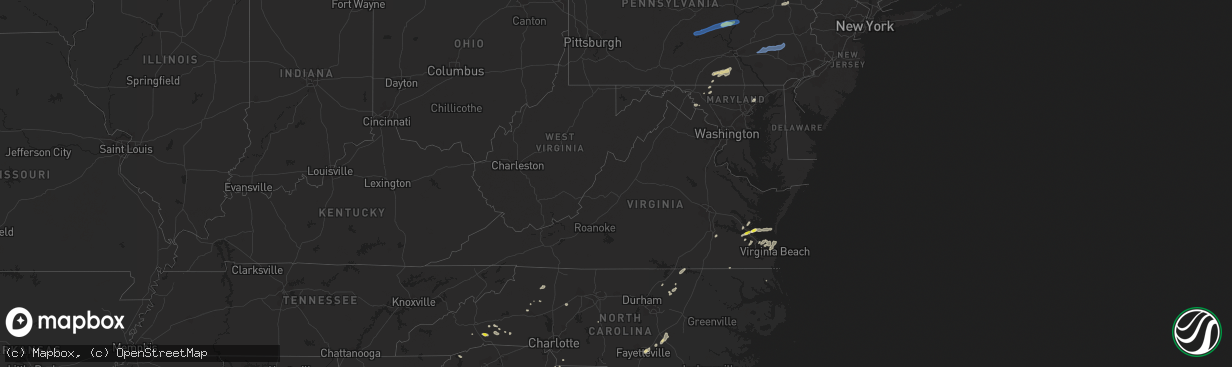 Hail map in Virginia on September 8, 2021