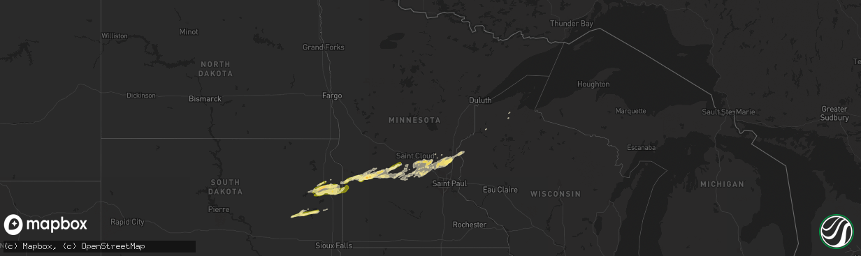 Hail map in Minnesota on September 8, 2022