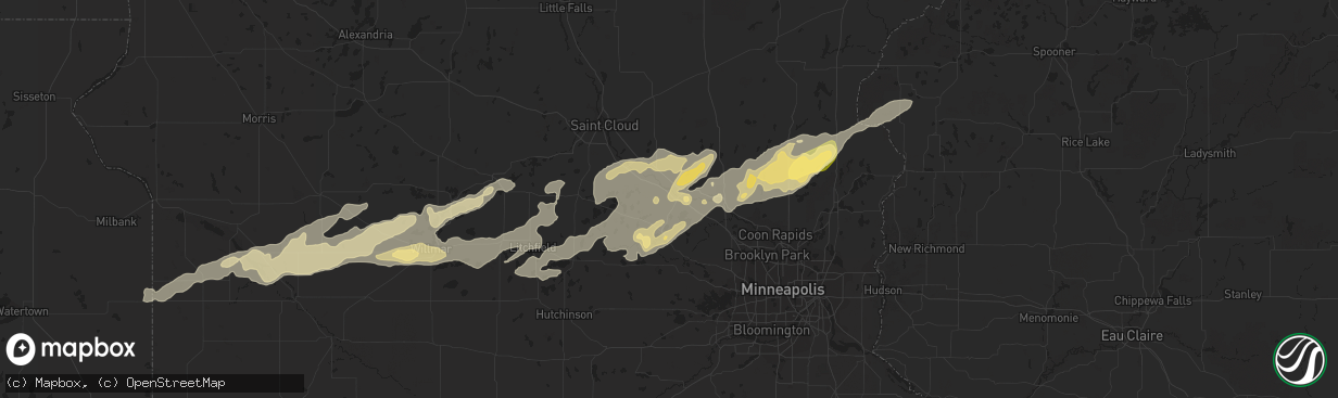 Hail map in Monticello, MN on September 8, 2022