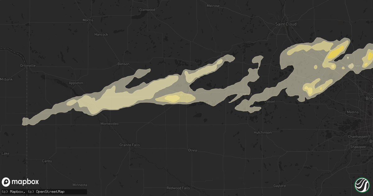 Hail map in Willmar, MN on September 8, 2022