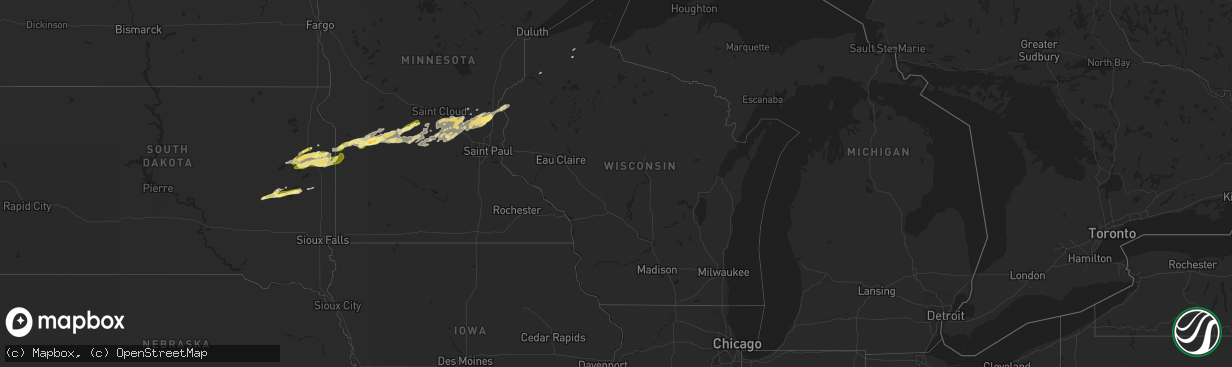Hail map in Wisconsin on September 8, 2022