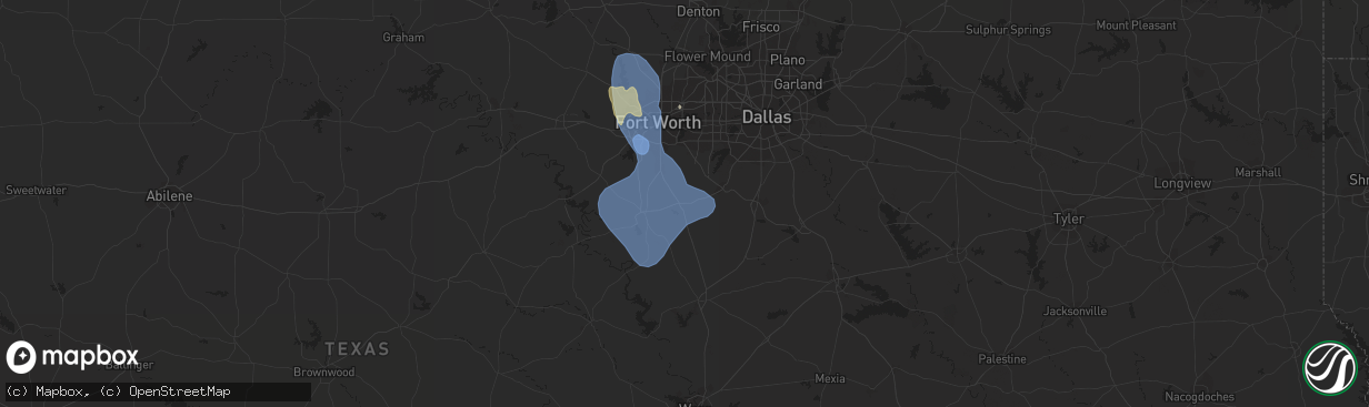 Hail map in Alvarado, TX on September 8, 2023