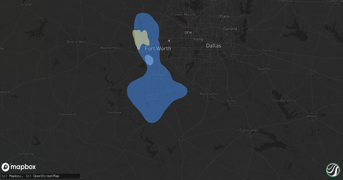 Hail map in Alvarado, TX on September 8, 2023