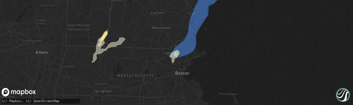 Hail map in Andover, MA on September 8, 2023