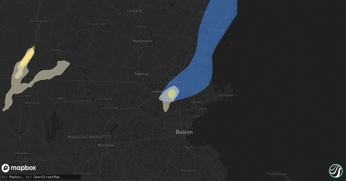 Hail map in Andover, MA on September 8, 2023