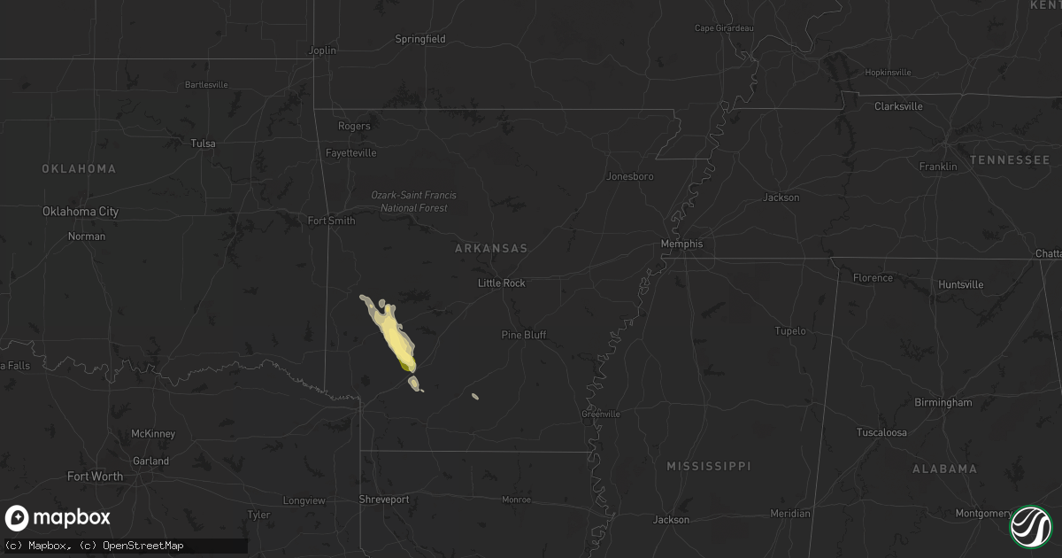 Hail map in Arkansas on September 8, 2023