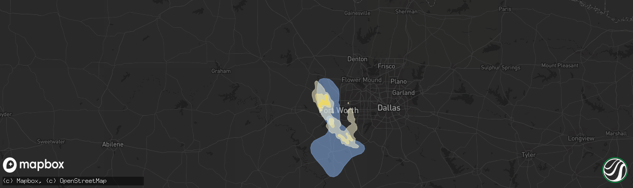 Hail map in Azle, TX on September 8, 2023