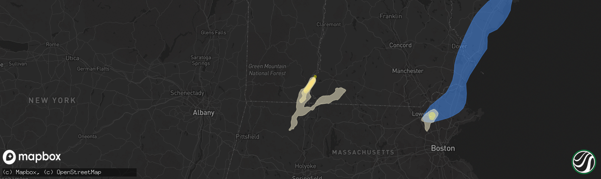 Hail map in Brattleboro, VT on September 8, 2023