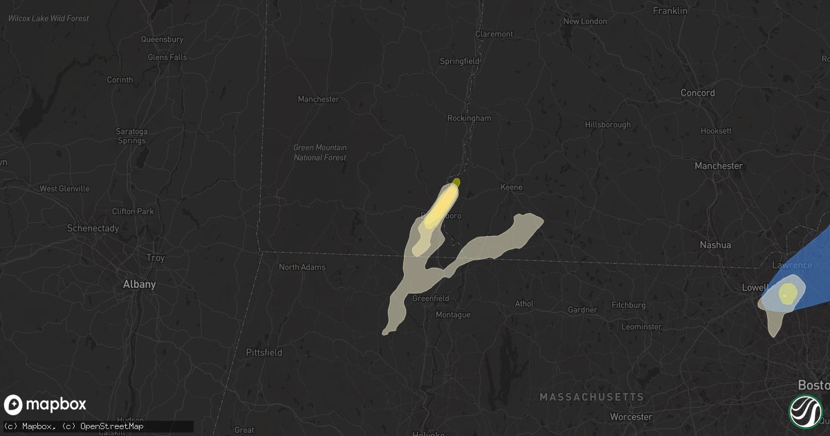 Hail map in Brattleboro, VT on September 8, 2023