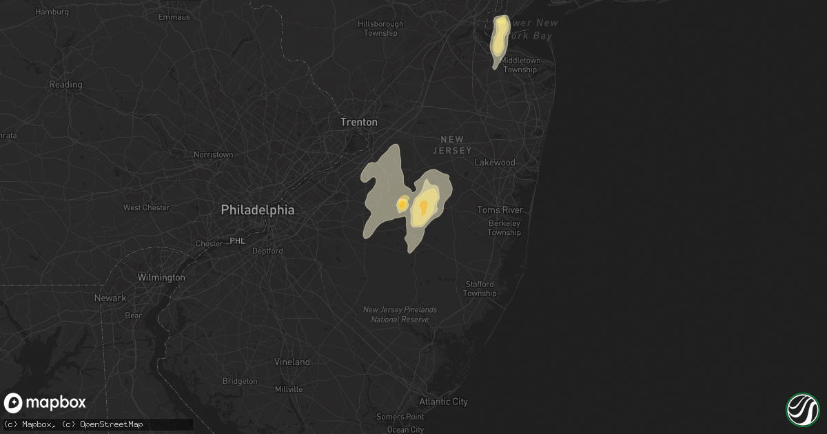 Hail map in Browns Mills, NJ on September 8, 2023