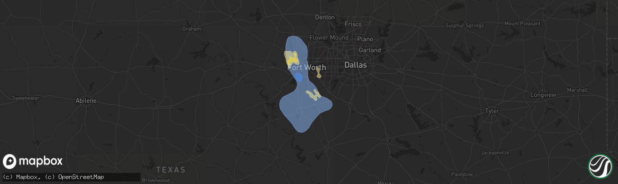 Hail map in Burleson, TX on September 8, 2023