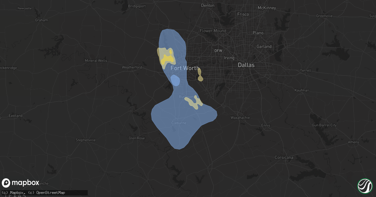 Hail map in Burleson, TX on September 8, 2023