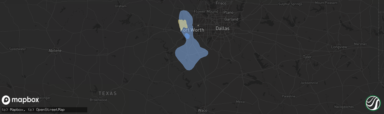 Hail map in Cleburne, TX on September 8, 2023