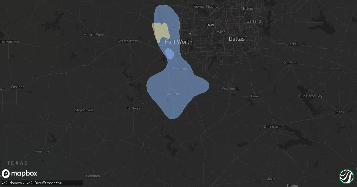 Hail map in Cleburne, TX on September 8, 2023