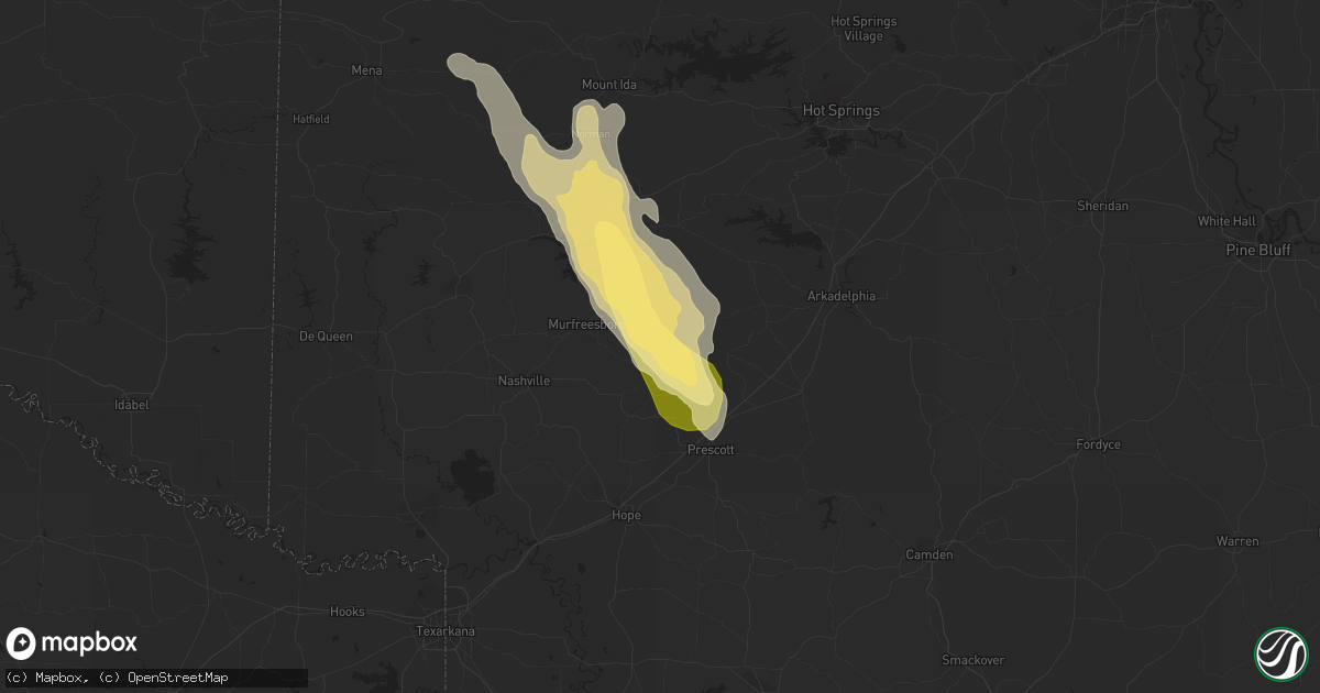 Hail map in Delight, AR on September 8, 2023