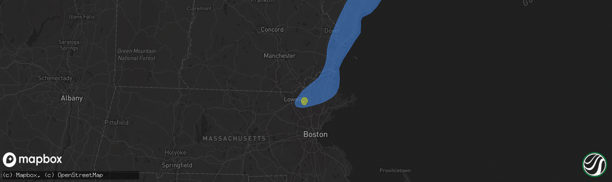 Hail map in Lawrence, MA on September 8, 2023