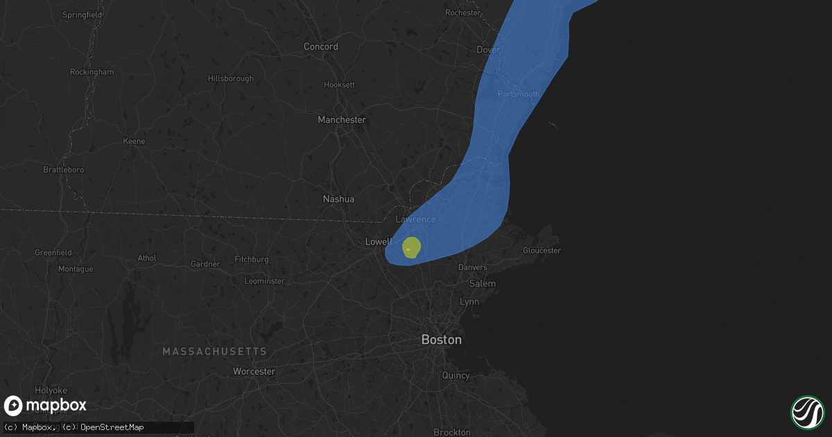 Hail map in Lawrence, MA on September 8, 2023