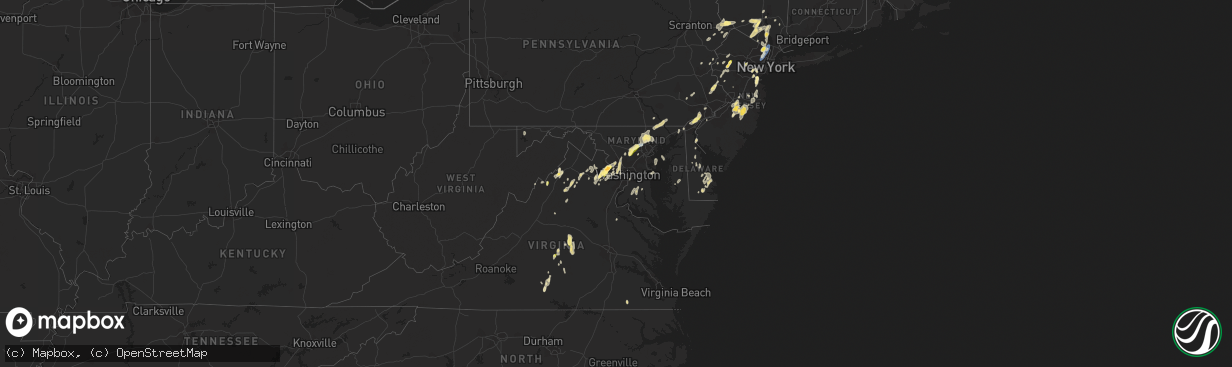 Hail map in Maryland on September 8, 2023