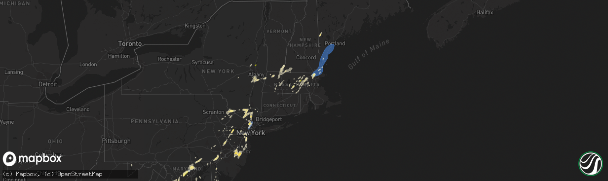 Hail map in Massachusetts on September 8, 2023