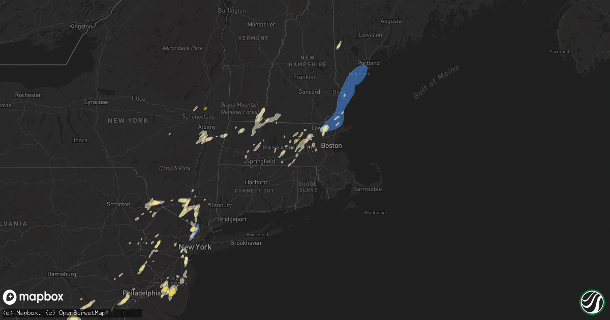 Hail map in Massachusetts on September 8, 2023