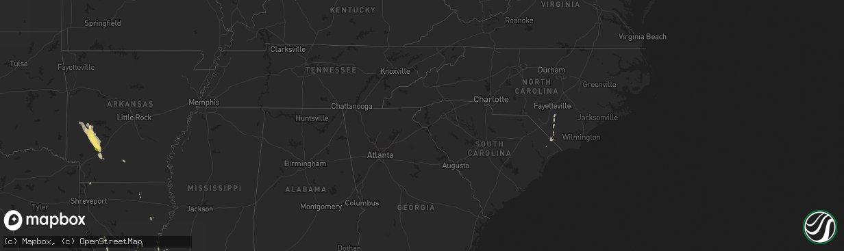 Hail map in Mississippi on September 8, 2023