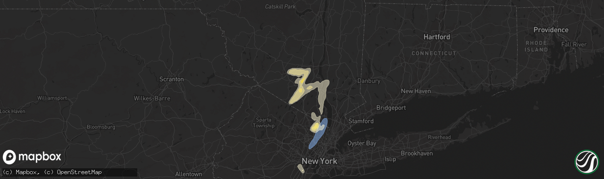 Hail map in Monroe, NY on September 8, 2023