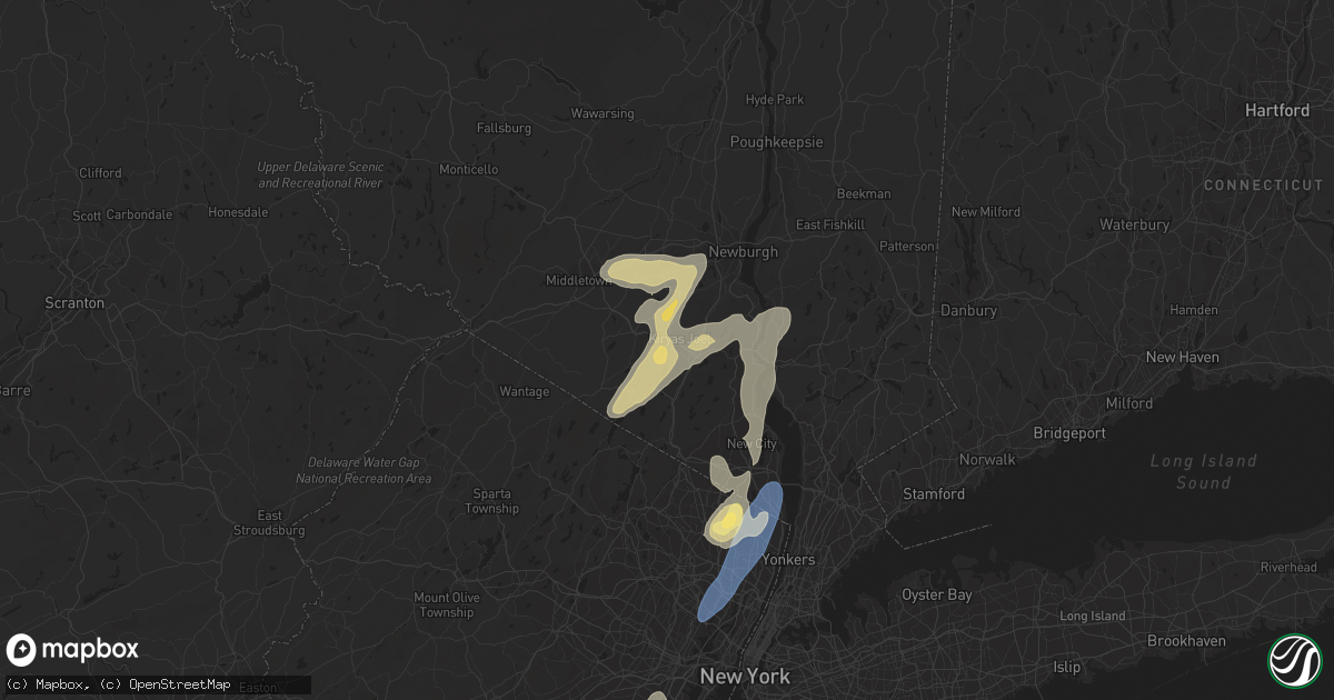 Hail map in Monroe, NY on September 8, 2023
