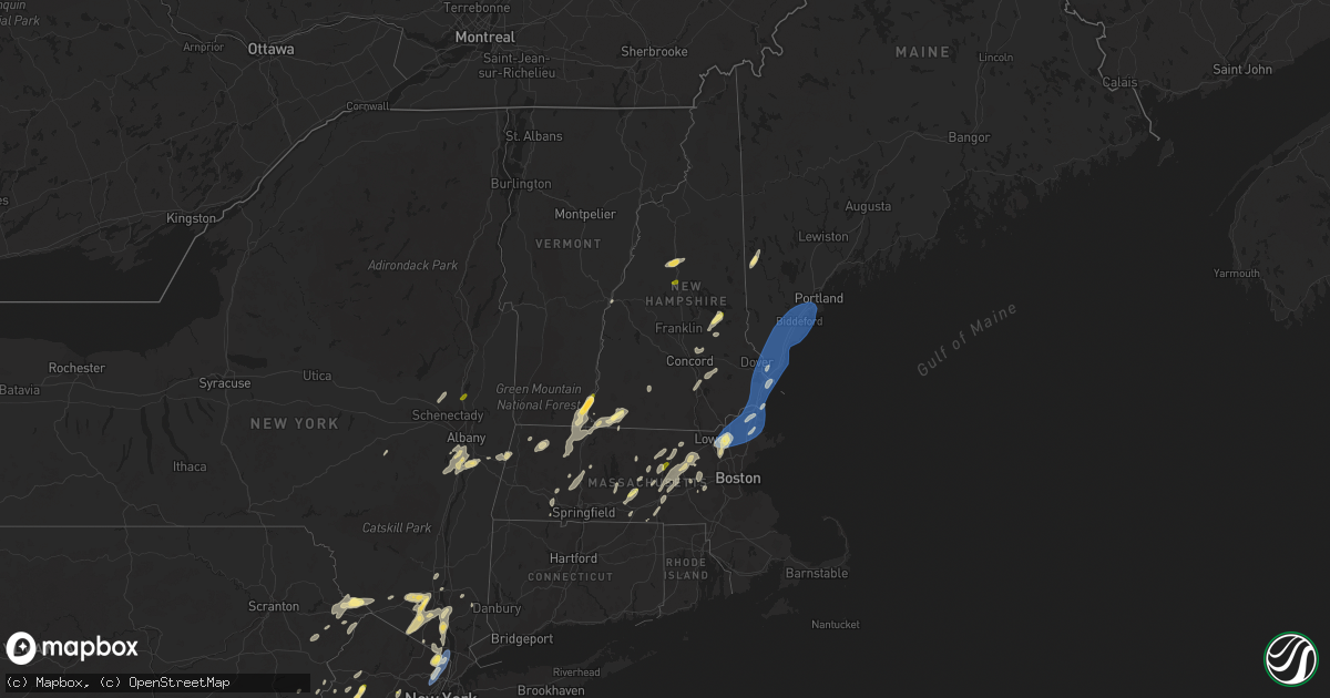 Hail map in New Hampshire on September 8, 2023