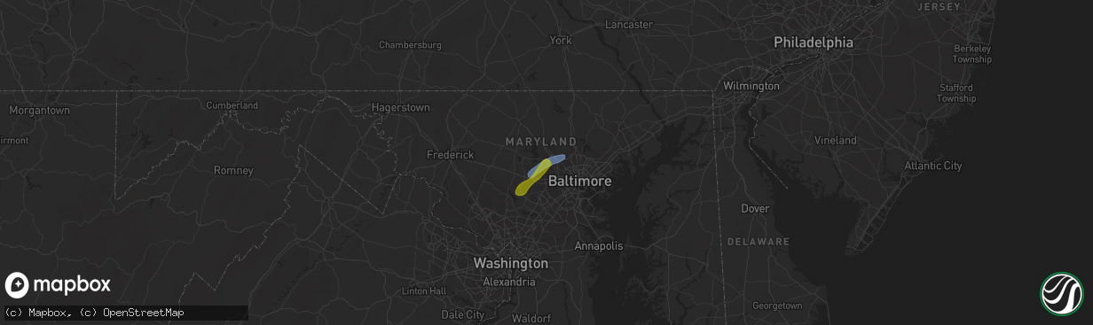 Hail map in Randallstown, MD on September 8, 2023