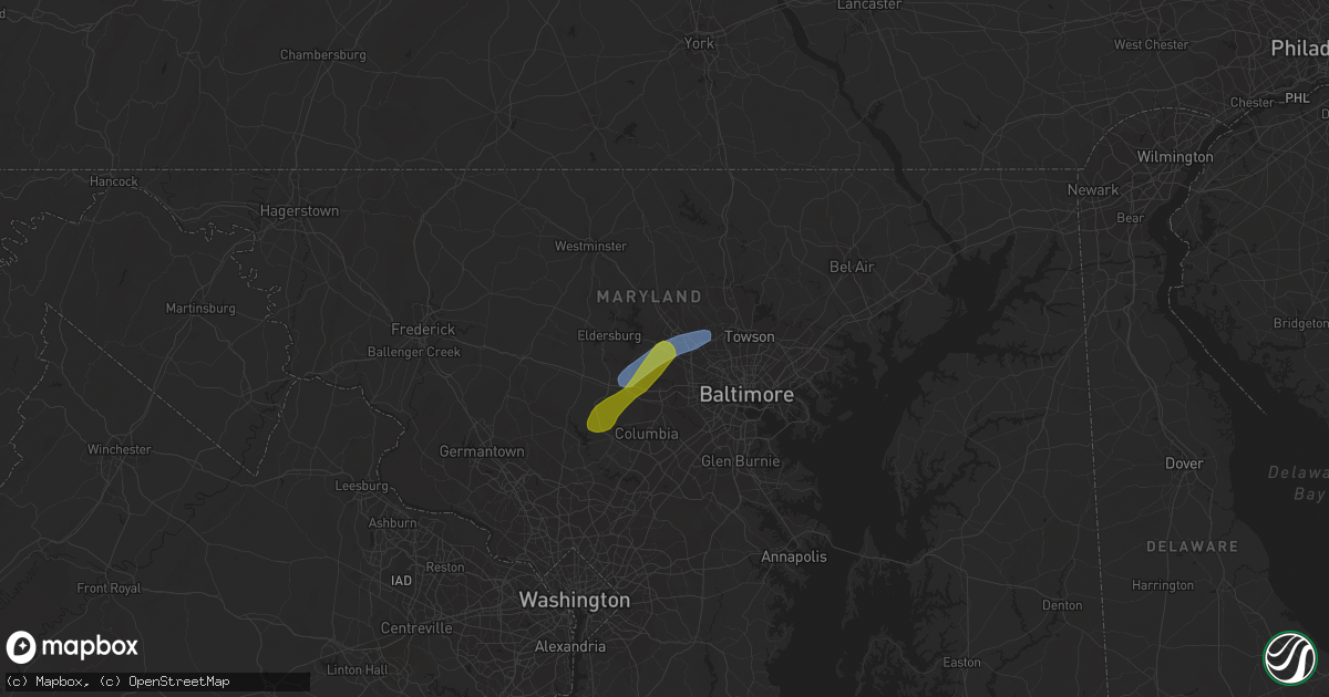 Hail map in Randallstown, MD on September 8, 2023