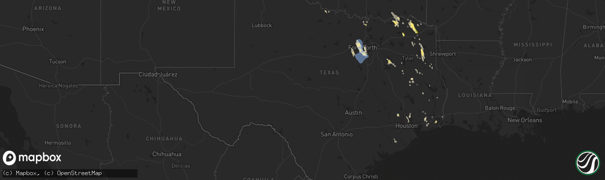 Hail map in Texas on September 8, 2023