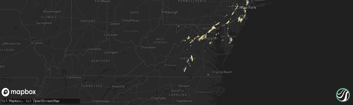 Hail map in Virginia on September 8, 2023