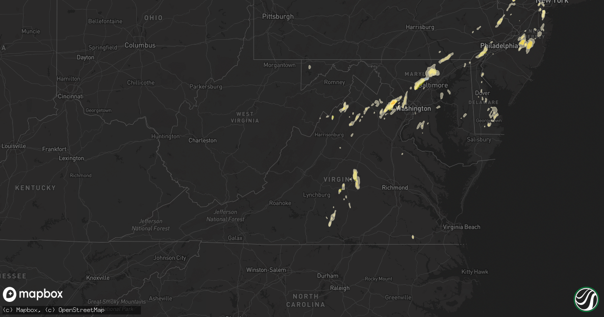 Hail map in Virginia on September 8, 2023