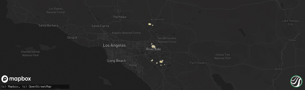 Hail map in Bloomington, CA on September 8, 2024