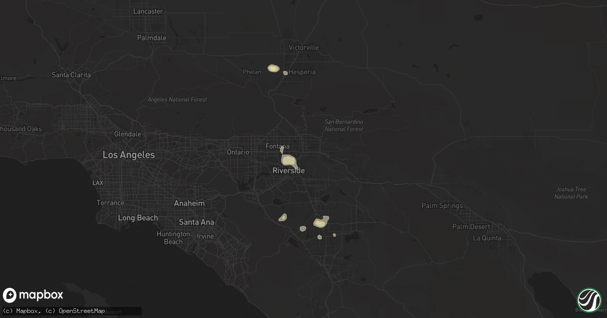 Hail map in Colton, CA on September 8, 2024