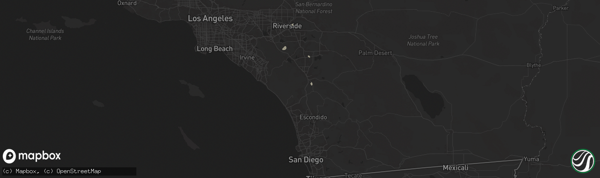 Hail map in Fallbrook, CA on September 8, 2024