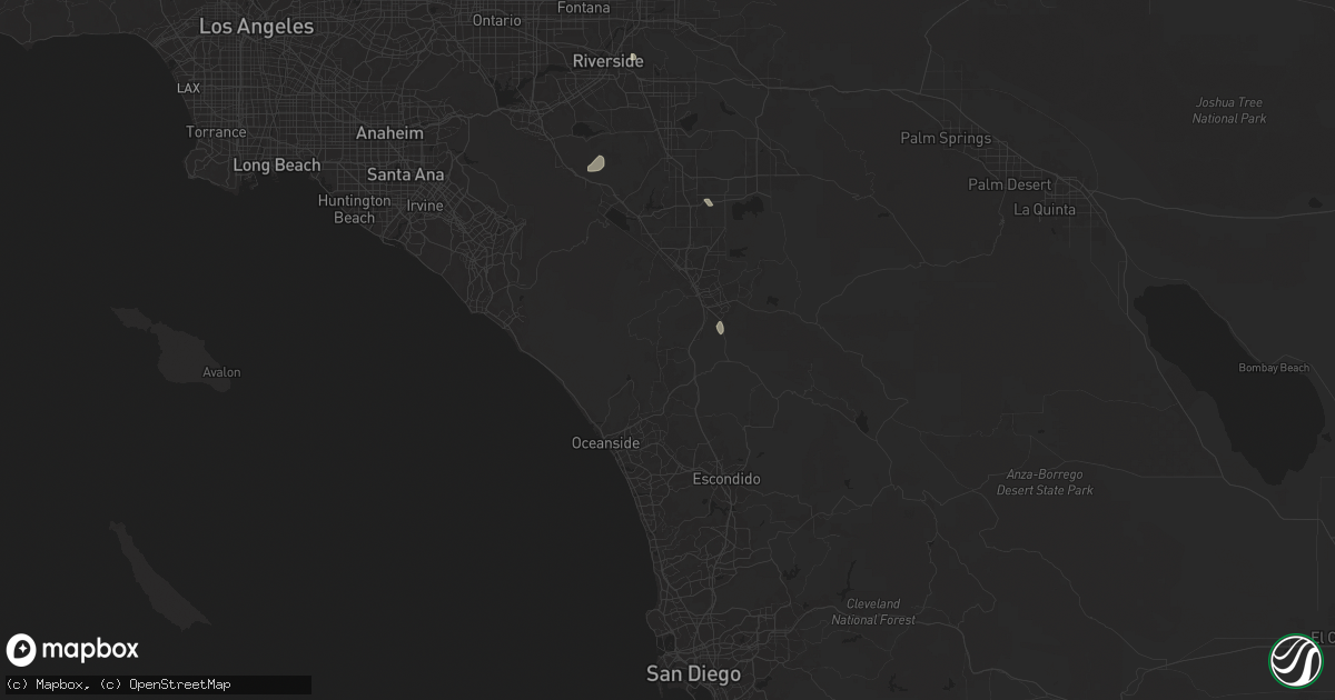 Hail map in Fallbrook, CA on September 8, 2024