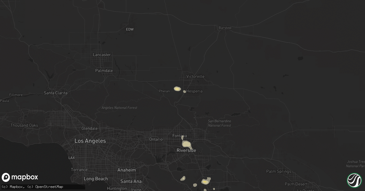 Hail map in Hesperia, CA on September 8, 2024