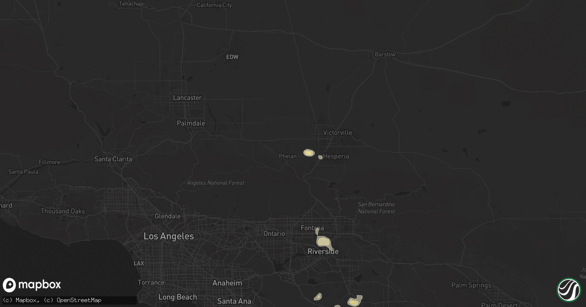 Hail map in Phelan, CA on September 8, 2024