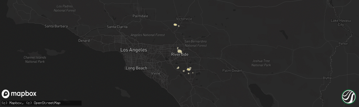 Hail map in Riverside, CA on September 8, 2024