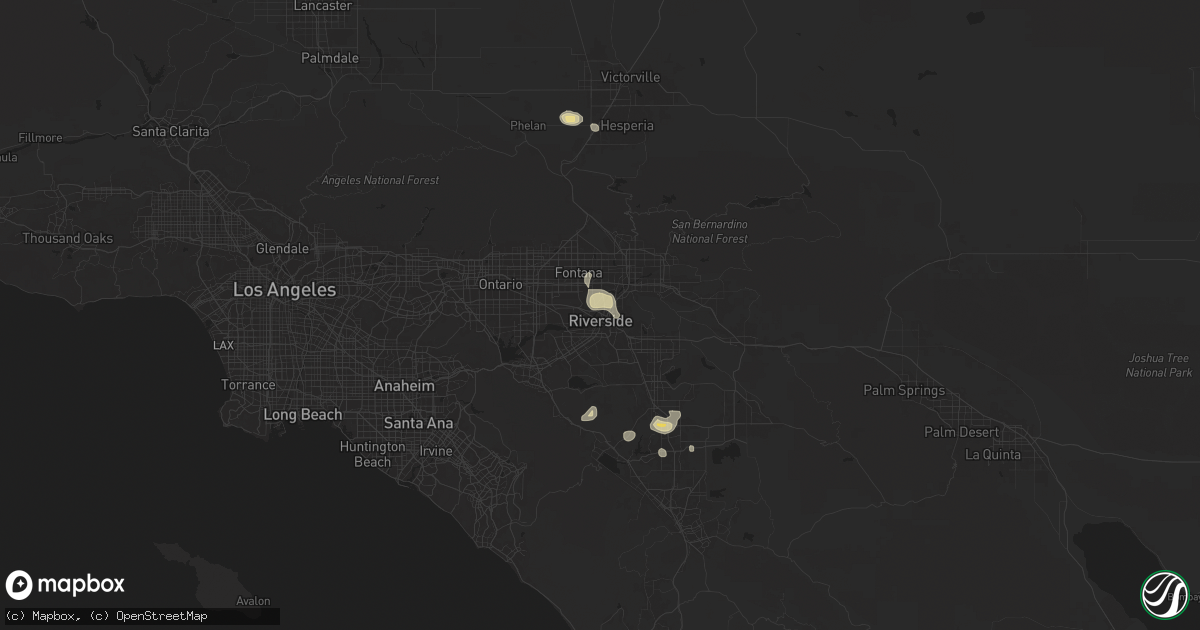 Hail map in Riverside, CA on September 8, 2024