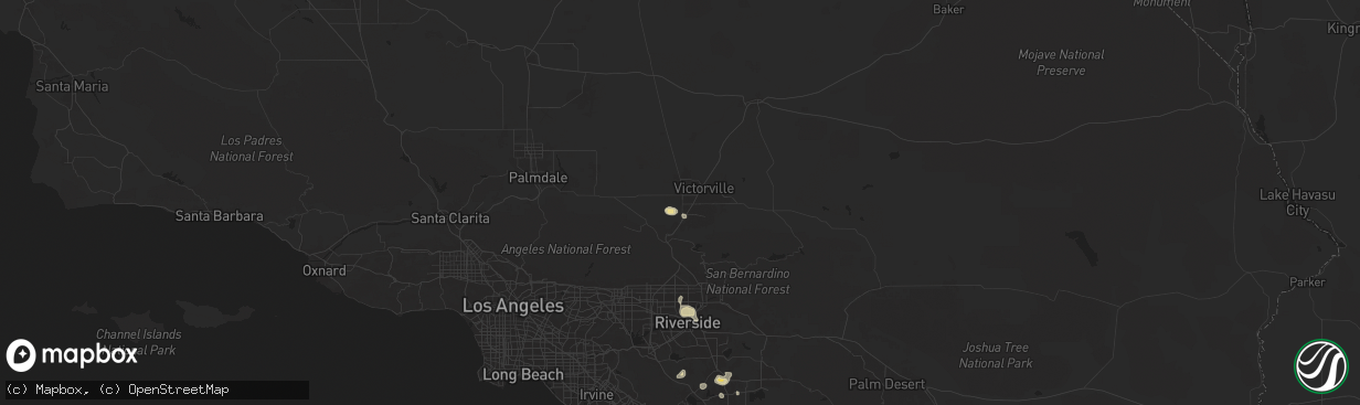 Hail map in Victorville, CA on September 8, 2024