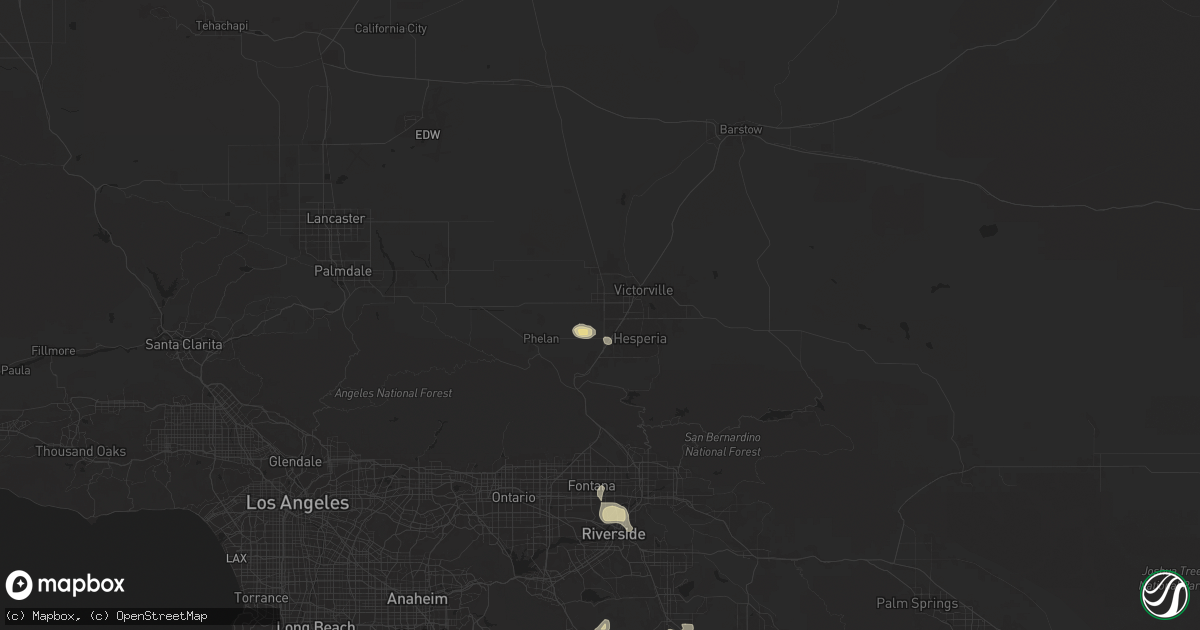 Hail map in Victorville, CA on September 8, 2024