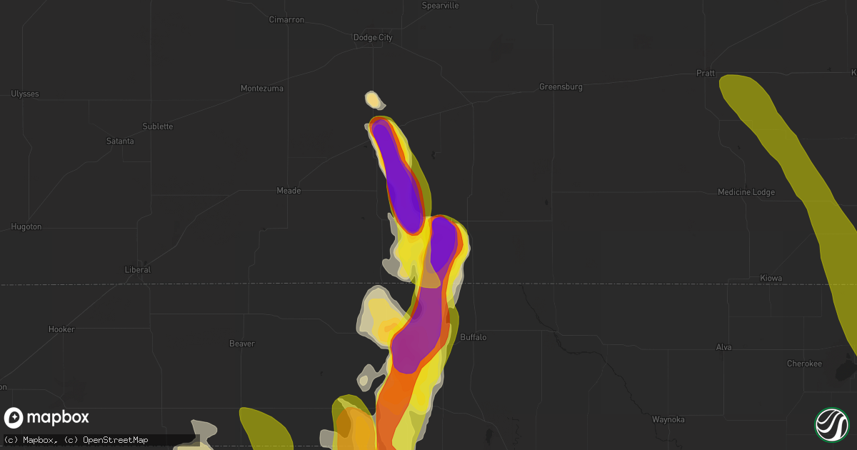 Hail map in Ashland, KS on September 8, 2025