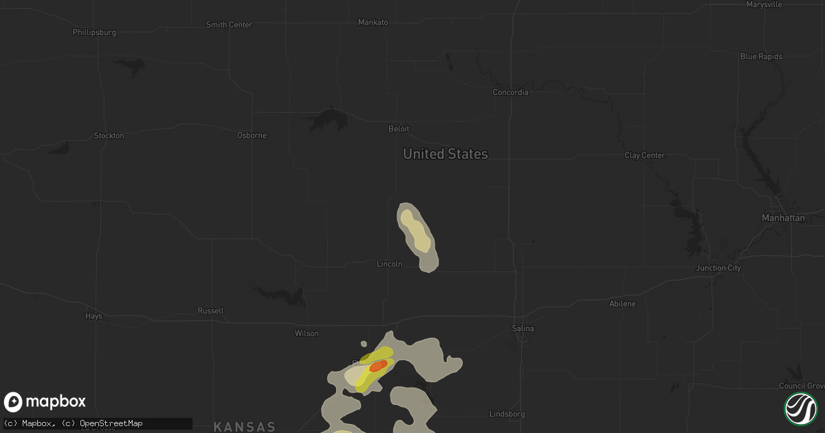 Hail map in Barnard, KS on September 8, 2025