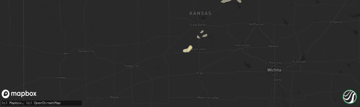 Hail map in Belpre, KS on September 8, 2025