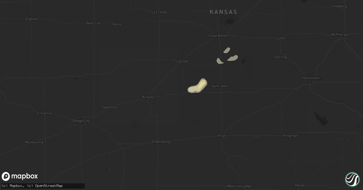 Hail map in Belpre, KS on September 8, 2025