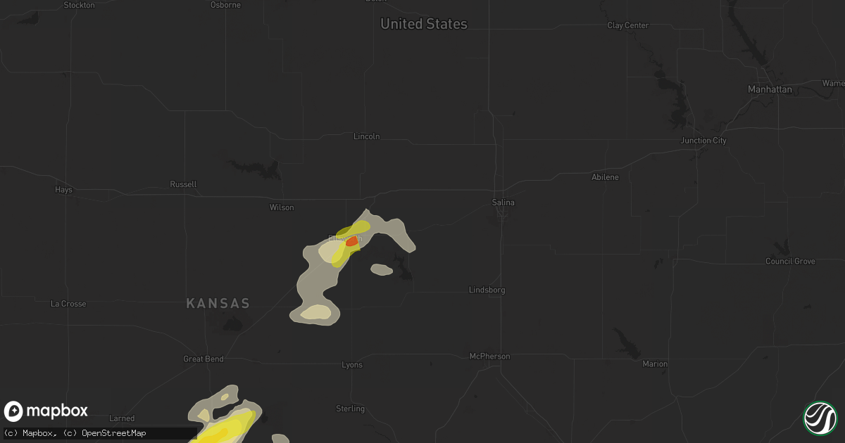 Hail map in Brookville, KS on September 8, 2025
